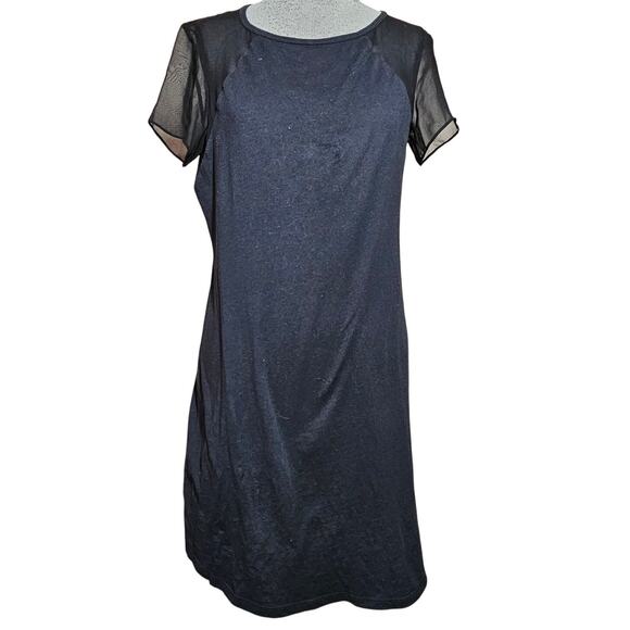 Theyskens Theory Black Cotton and Silk Sheer Accent Mini Dress Size Small - Picture 1 of 4